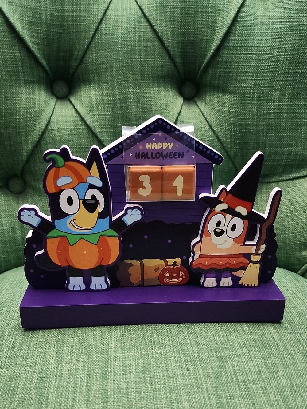 Bluey and Bingo Halloween Countdown Decor - Green, Orange, Purple